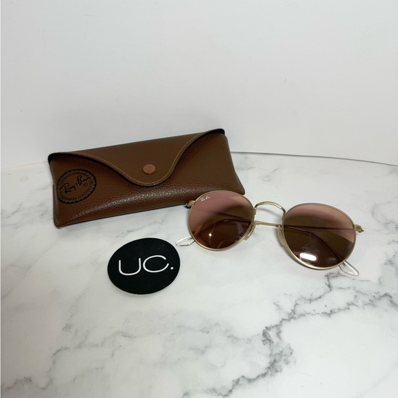 Ray-Ban Round Aviator Sunglasses, Pink Lenses, With Case! - Picture 3 of 4